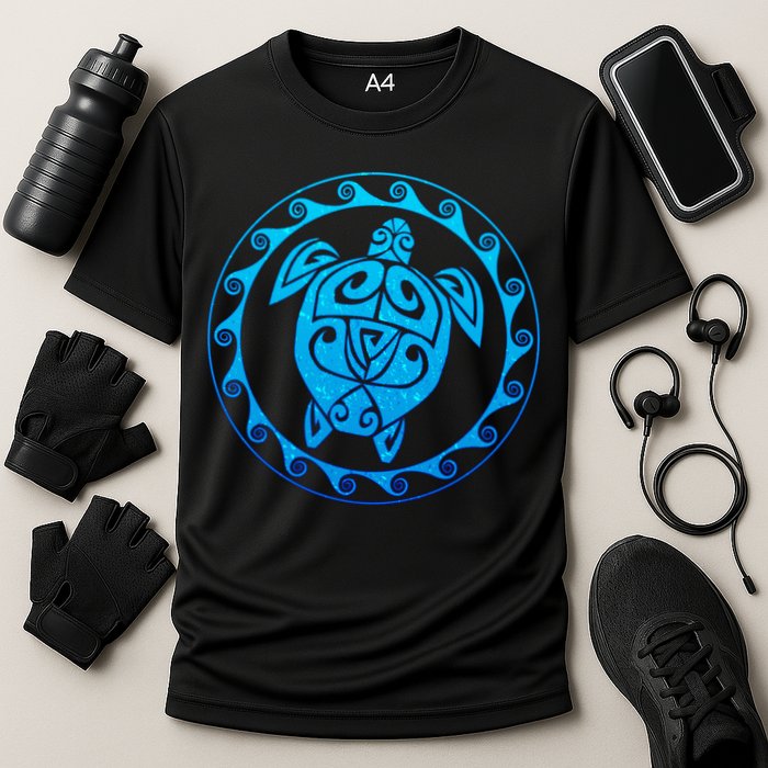Tribal Sea Turtle Cooling Performance Crew T-Shirt