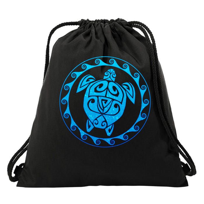 Tribal Sea Turtle Drawstring Bag