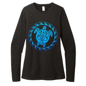 Tribal Sea Turtle Womens CVC Long Sleeve Shirt