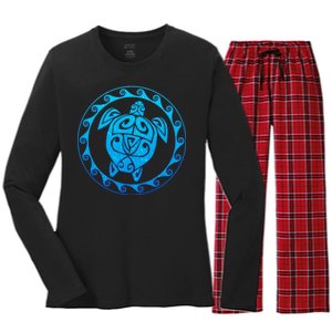 Tribal Sea Turtle Women's Long Sleeve Flannel Pajama Set 