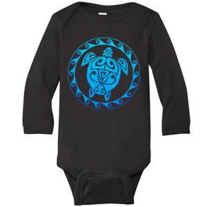 Tribal Sea Turtle Baby Long Sleeve Bodysuit