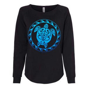 Tribal Sea Turtle Womens California Wash Sweatshirt