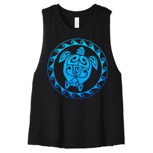 Tribal Sea Turtle Women's Racerback Cropped Tank