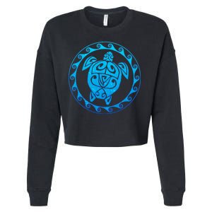 Tribal Sea Turtle Cropped Pullover Crew