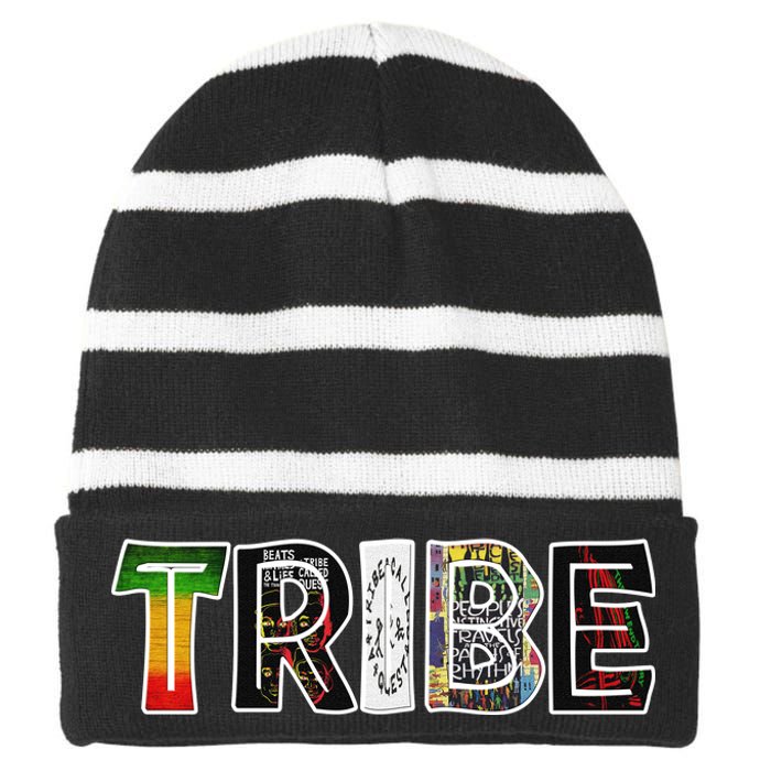 Tribe African Logo Striped Beanie with Solid Band