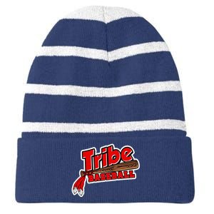 Tribe Baseball Sports Logo Striped Beanie with Solid Band