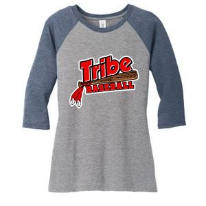 Tribe Baseball Sports Logo Women's Tri-Blend 3/4-Sleeve Raglan Shirt