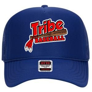 Tribe Baseball Sports Logo High Crown Mesh Back Trucker Hat