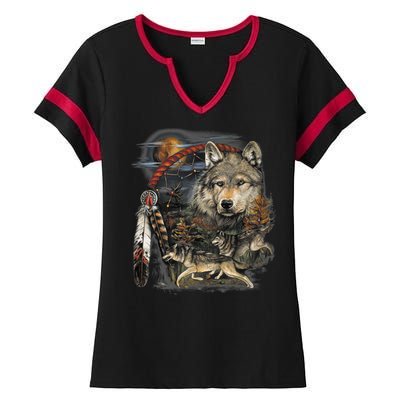 Tribesman Wolf Ladies Halftime Notch Neck Tee