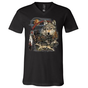 Tribesman Wolf V-Neck T-Shirt