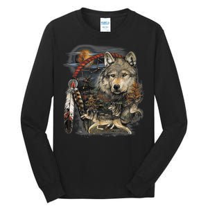 Tribesman Wolf Tall Long Sleeve T-Shirt