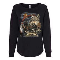 Tribesman Wolf Womens California Wash Sweatshirt