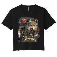 Tribesman Wolf Women's Crop Top Tee