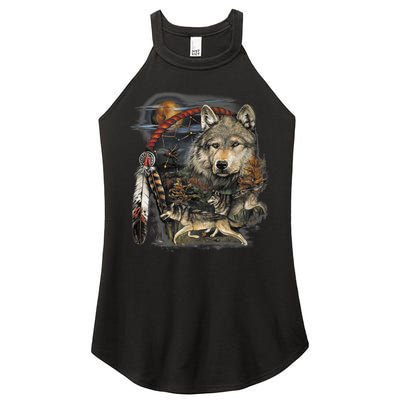 Tribesman Wolf Women's Perfect Tri Rocker Tank