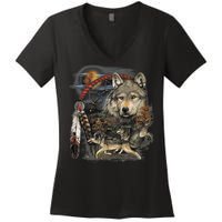 Tribesman Wolf Women's V-Neck T-Shirt