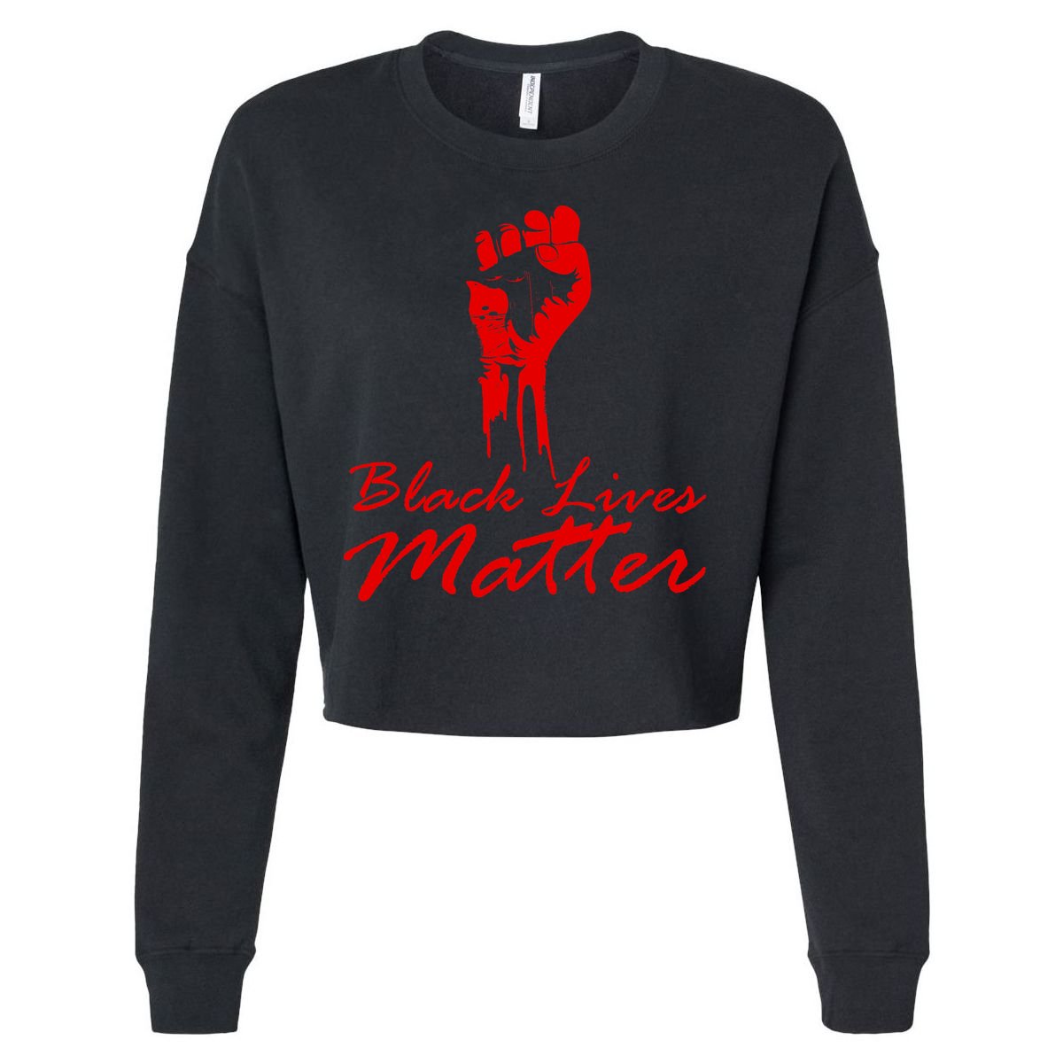 Tribute Black Lives Matter Fist Cropped Pullover Crew