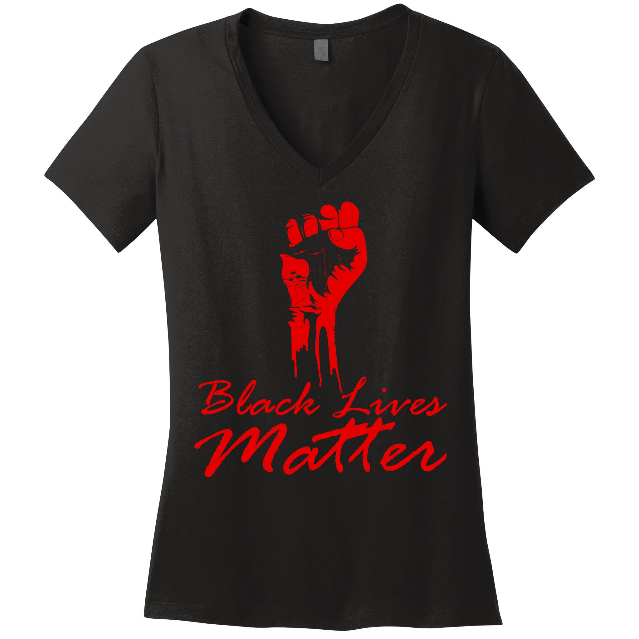Tribute Black Lives Matter Fist Women's V-Neck T-Shirt