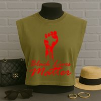 Tribute Black Lives Matter Fist Garment-Dyed Women's Muscle Tee
