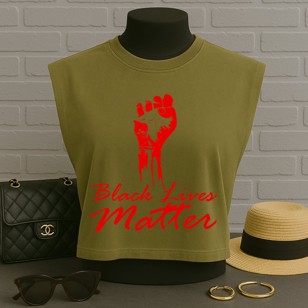 Tribute Black Lives Matter Fist Garment-Dyed Women's Muscle Tee