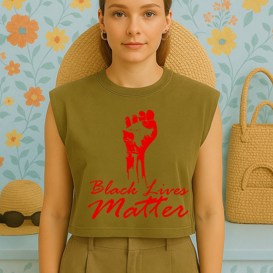 Tribute Black Lives Matter Fist Garment-Dyed Women's Muscle Tee