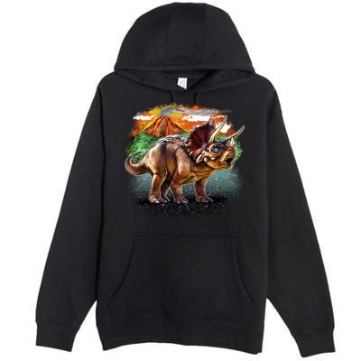 Triceratops Volcano Premium Pullover Hoodie