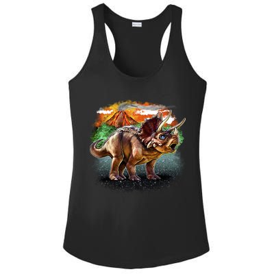 Triceratops Volcano Ladies PosiCharge Competitor Racerback Tank