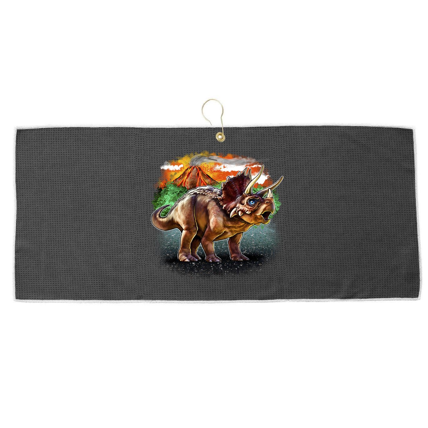 Triceratops Volcano Large Microfiber Waffle Golf Towel