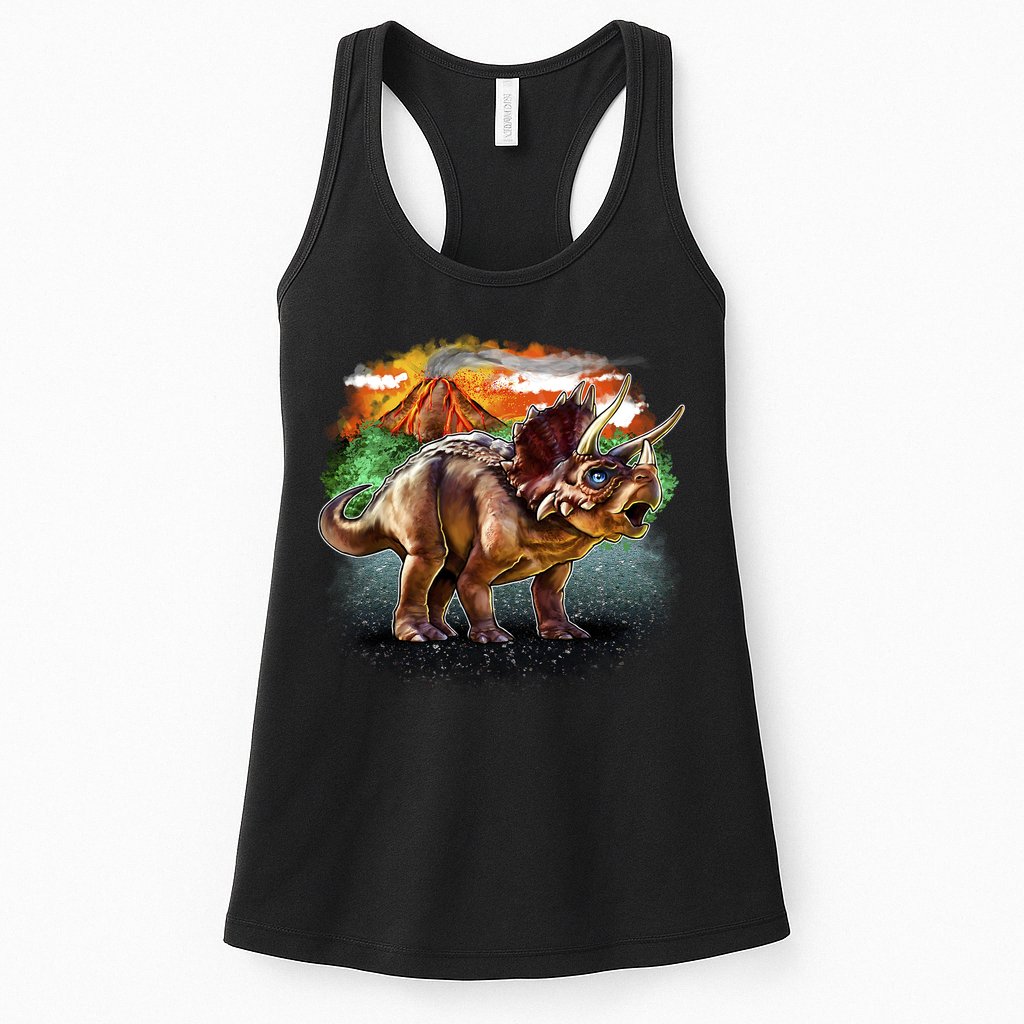 Triceratops Volcano Womens Tank Top
