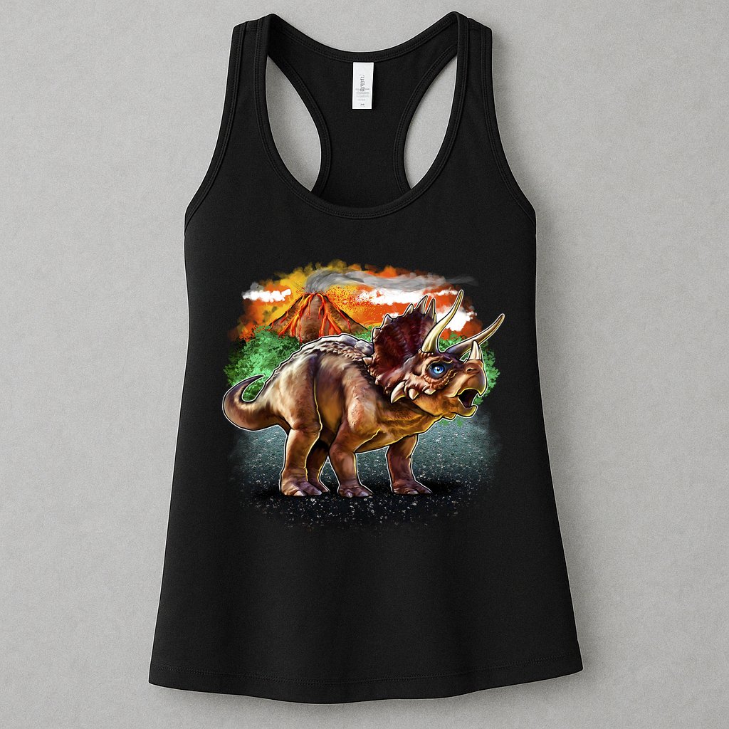 Triceratops Volcano Womens Tank Top