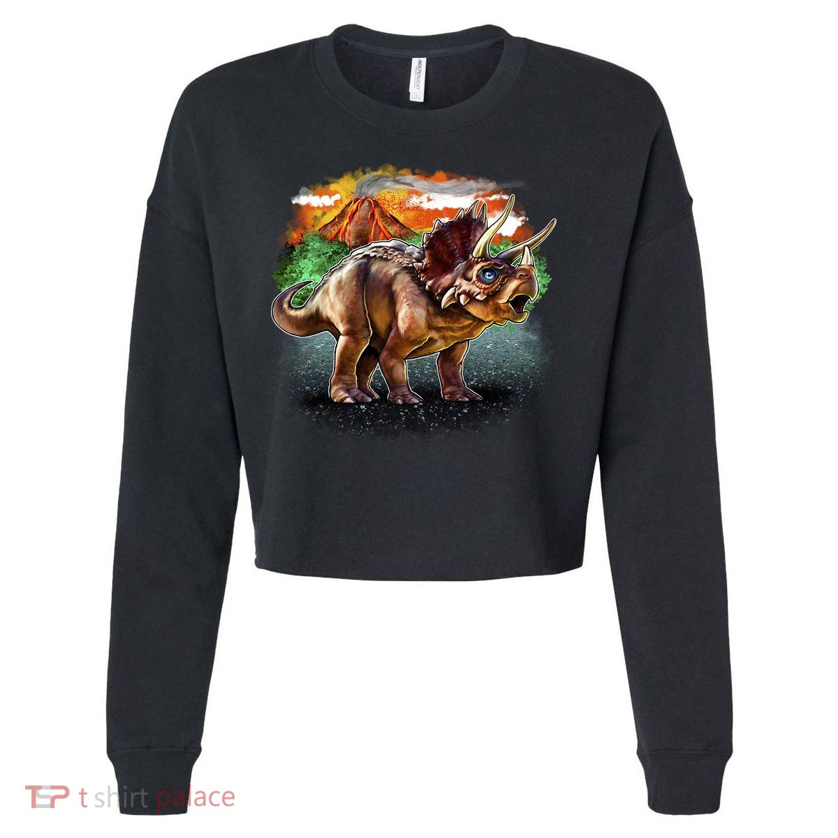 Triceratops Volcano Cropped Pullover Crew