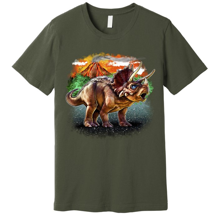 Triceratops Volcano Premium T-Shirt