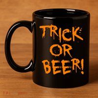 Trick Or Beer 11oz C Handle Ceramic Mug