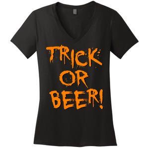 Trick Or Beer Women's V-Neck T-Shirt