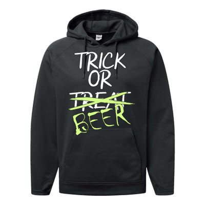 Trick or Beer Funny Halloween Party Performance Fleece Hoodie