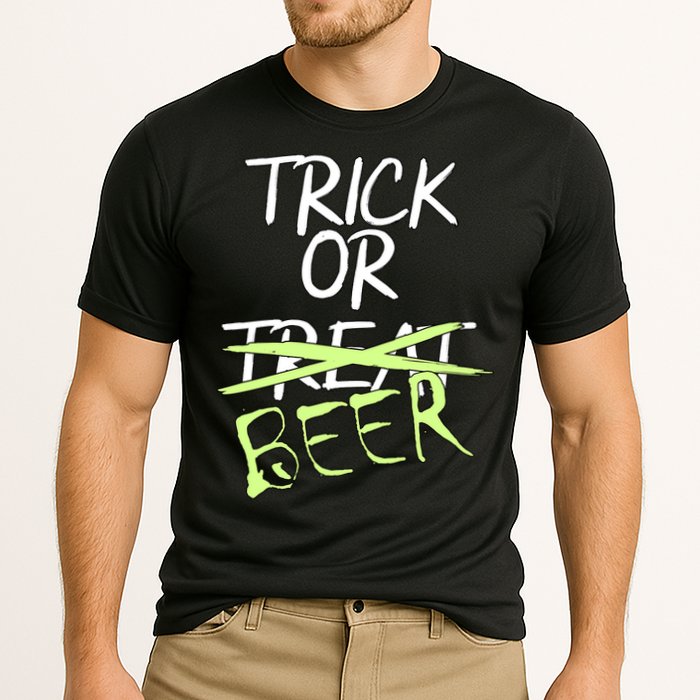 Trick or Beer Funny Halloween Party Cooling Performance Crew T-Shirt