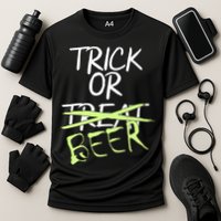Trick or Beer Funny Halloween Party Cooling Performance Crew T-Shirt