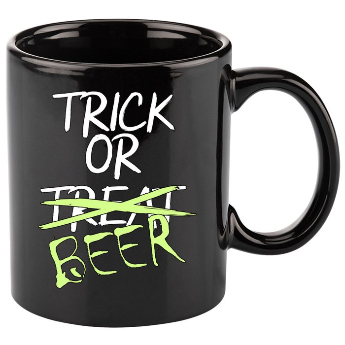 Trick or Beer Funny Halloween Party 11oz C Handle Ceramic Mug