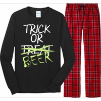 Trick or Beer Funny Halloween Party Long Sleeve Pajama Set