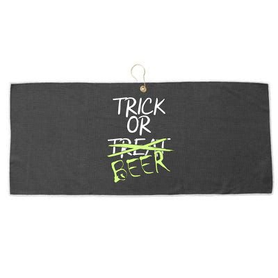 Trick or Beer Funny Halloween Party Large Microfiber Waffle Golf Towel