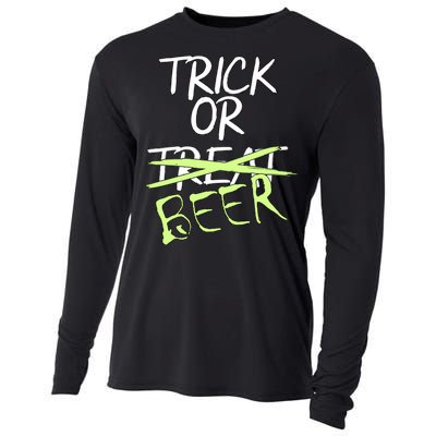 Trick or Beer Funny Halloween Party Cooling Performance Long Sleeve Crew