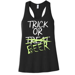 Trick or Beer Funny Halloween Party Women's Racerback Tank