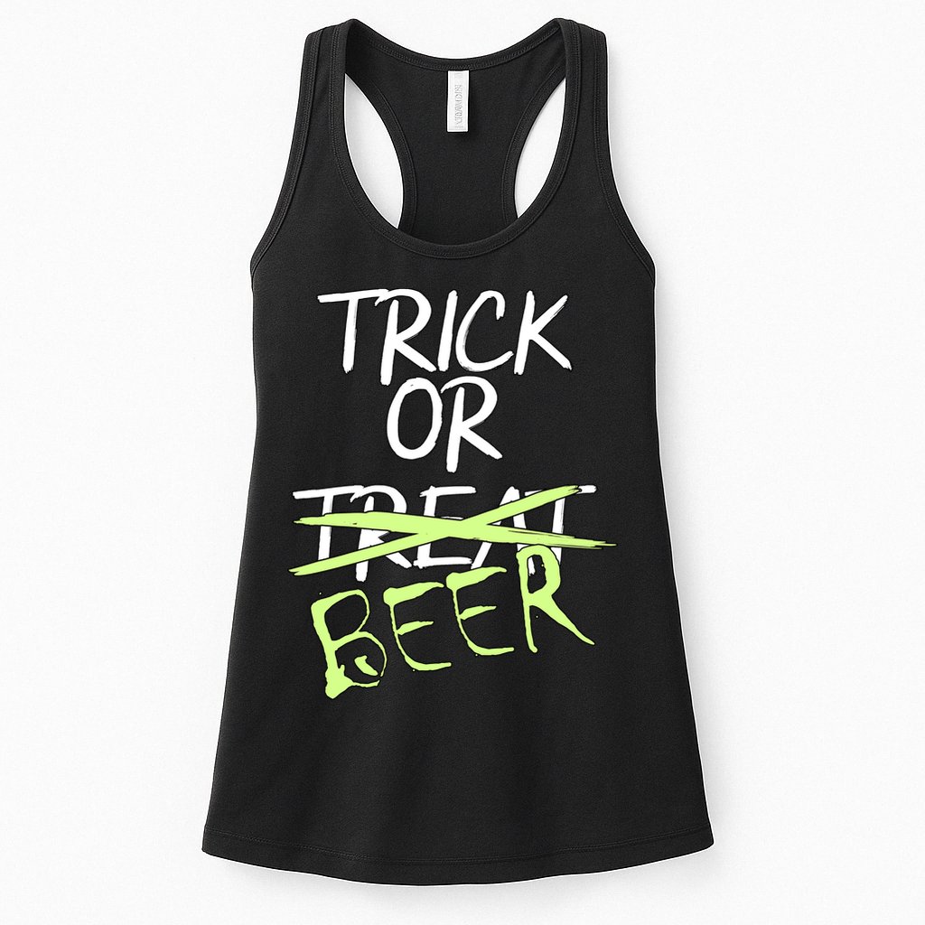 Trick or Beer Funny Halloween Party Womens Tank Top