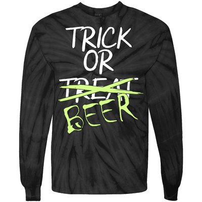 Trick or Beer Funny Halloween Party Tie-Dye Long Sleeve Shirt