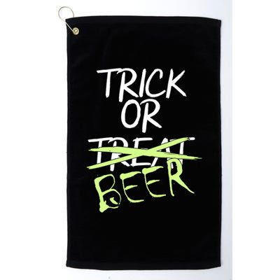 Trick or Beer Funny Halloween Party Platinum Collection Golf Towel