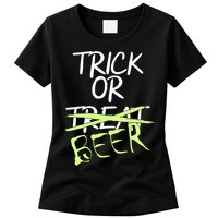 Trick or Beer Funny Halloween Party Womens T-Shirt