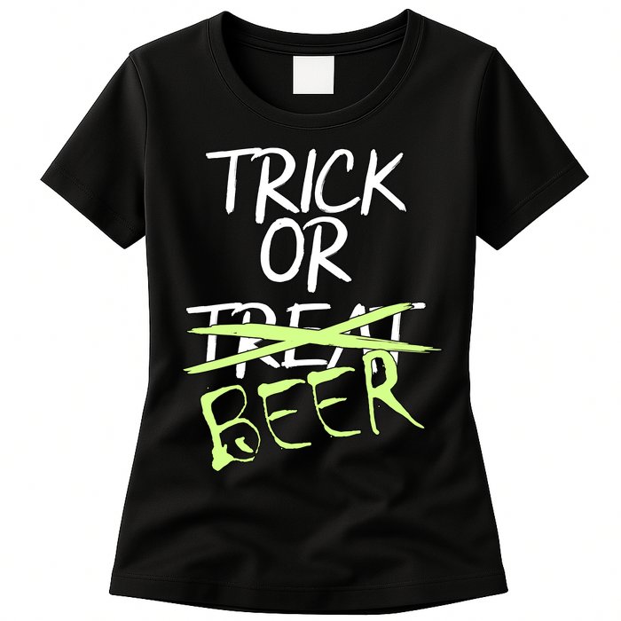 Trick or Beer Funny Halloween Party Womens T-Shirt