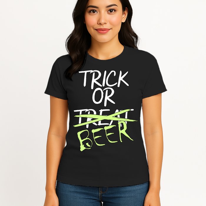 Trick or Beer Funny Halloween Party Womens T-Shirt