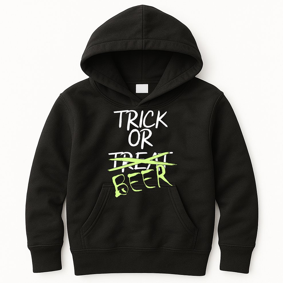 Trick or Beer Funny Halloween Party Kids Hoodie