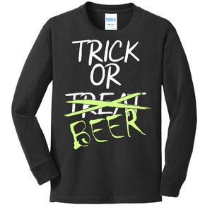 Trick or Beer Funny Halloween Party Kids Long Sleeve Shirt