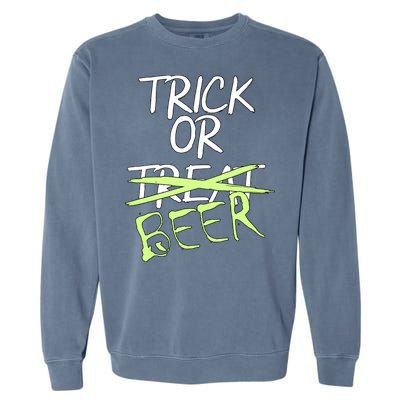 Trick or Beer Funny Halloween Party Garment-Dyed Sweatshirt